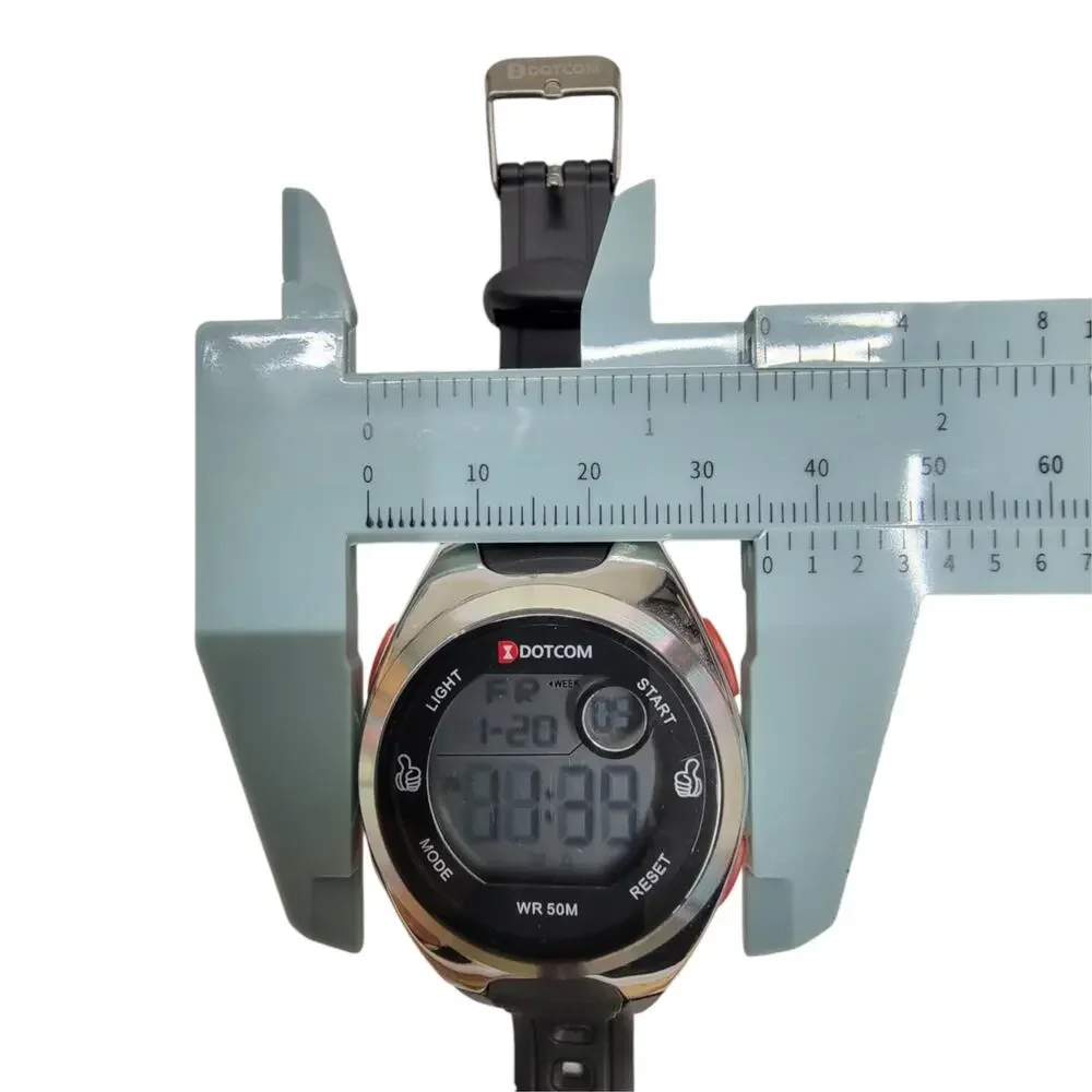 Y2K DOTCOM Digital LCD Watch Black Silver Cyber Retro Thumbs Up Brave Heart
